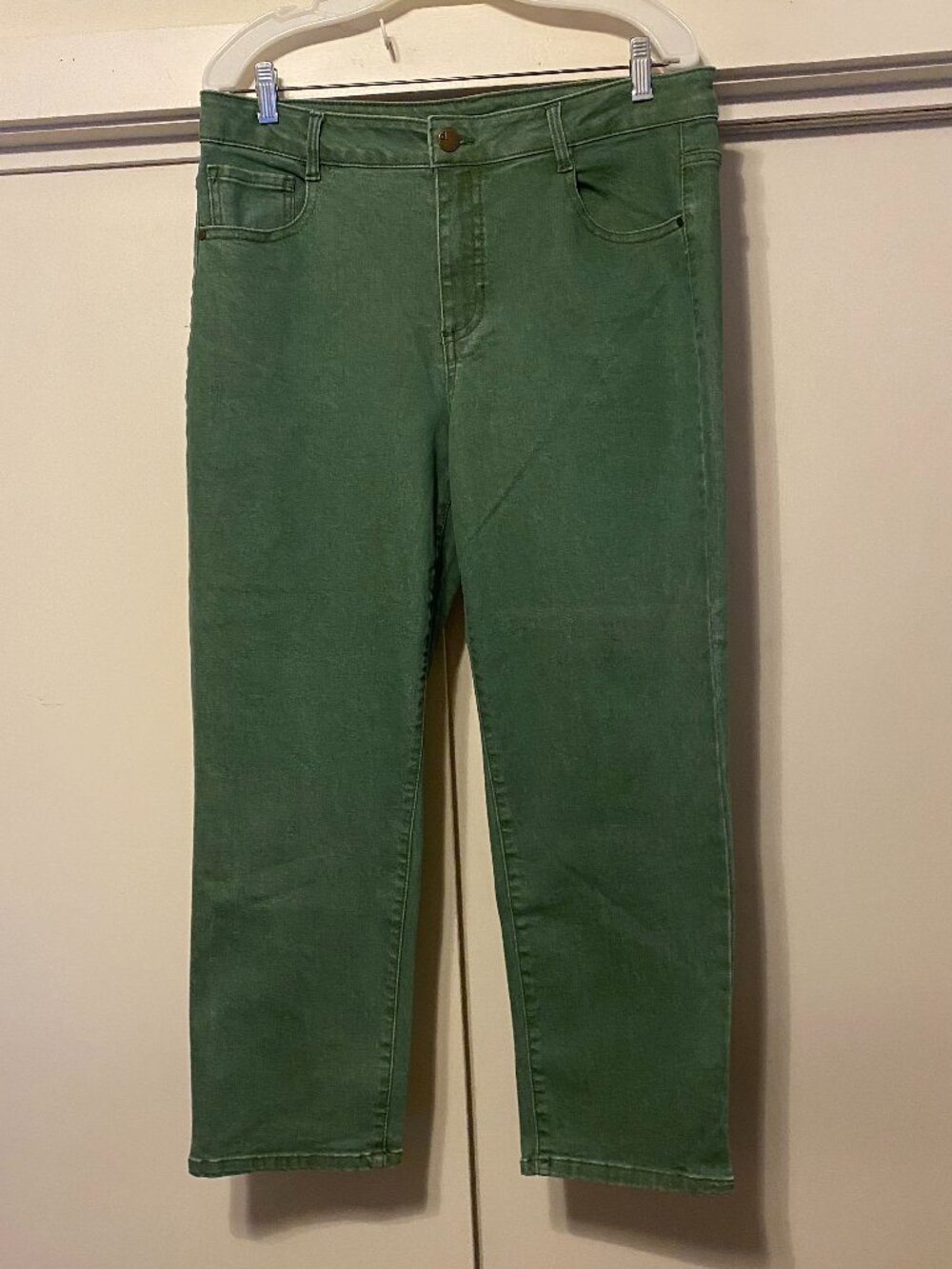 d. jeans, olive green, preloved, super comfy, jeans, size 14
